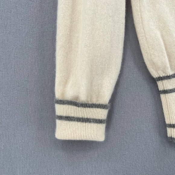 CARLISLE Sweater Womens L Cream Gray 100% Cashmere Vintage Long Sleeve Crew Neck - Picture 8 of 8